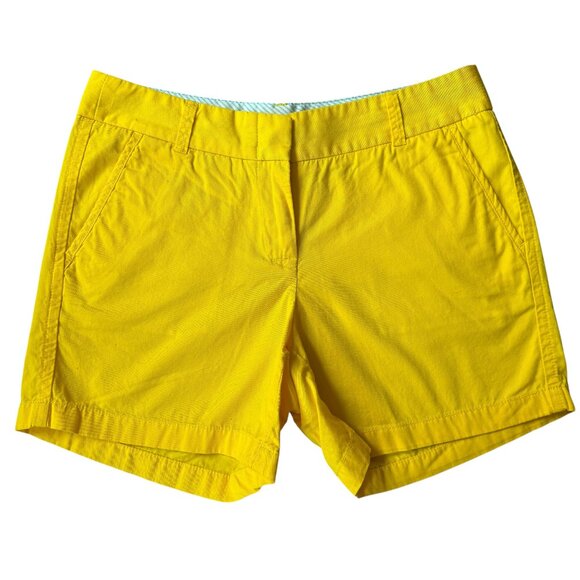 J. Crew chino broken-in bright yellow flat front shorts with pockets women's 4 - Picture 1 of 6